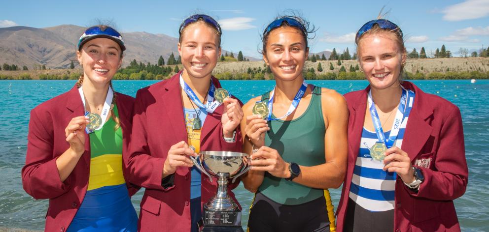 Otago rowers Olivia Key (left), of Dunstan, and Hannah Matehaere, of Otago University, join...