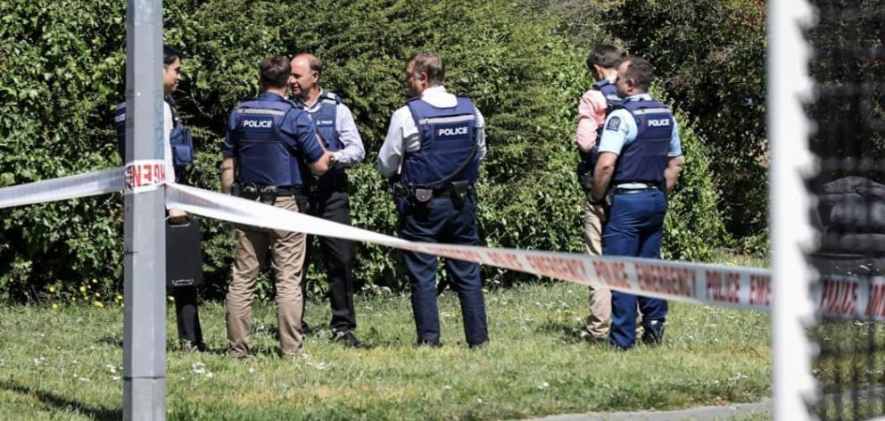 Police at the scene of the scene in Richmond. Photo: RNZ/Nathan McKinnon