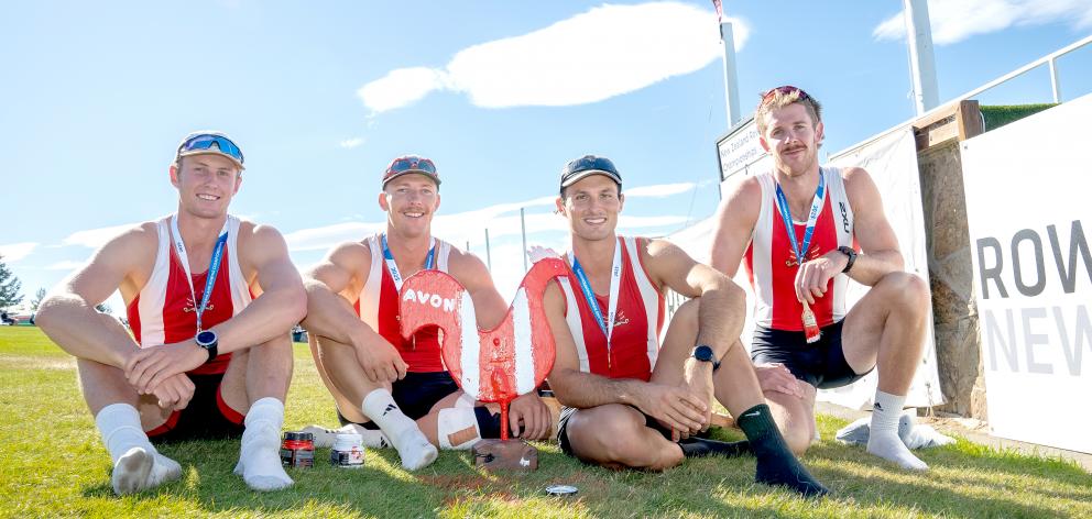 The Avon premier fours team of Oliver Welch, Ben Taylor, Flynn Watson and Zackary Rumble with the...