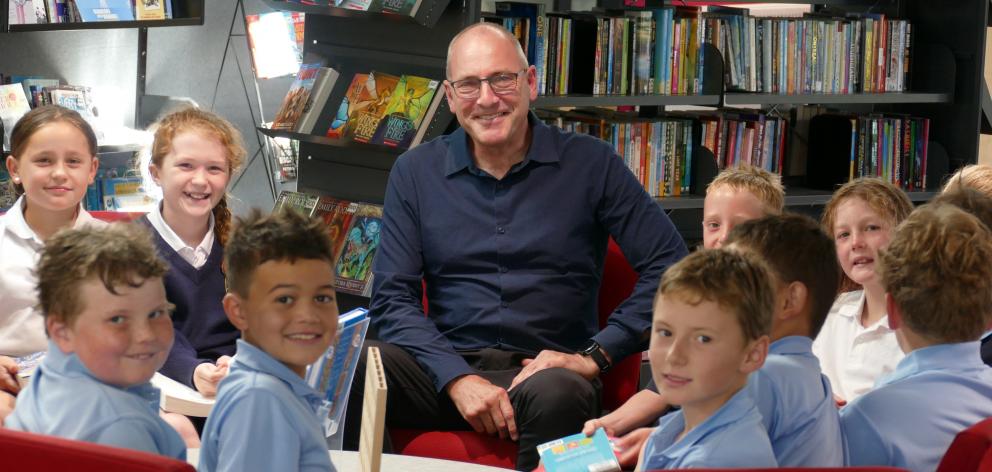 New Lawrence Area School principal Dave Bagwell joins year 5 and 6 reading time in the school’s...