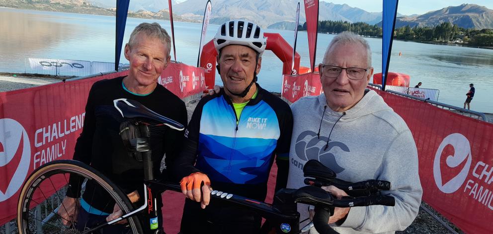 Looking to get put their best foot forward for Challenge Wānaka tomorrow are (from left) Jonathan...