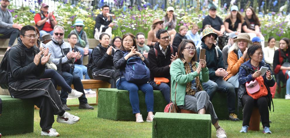 A diverse crowd attends the Waitangi Day Whānau Festival in Dunedin’s Octagon yesterday. PHOTO:...