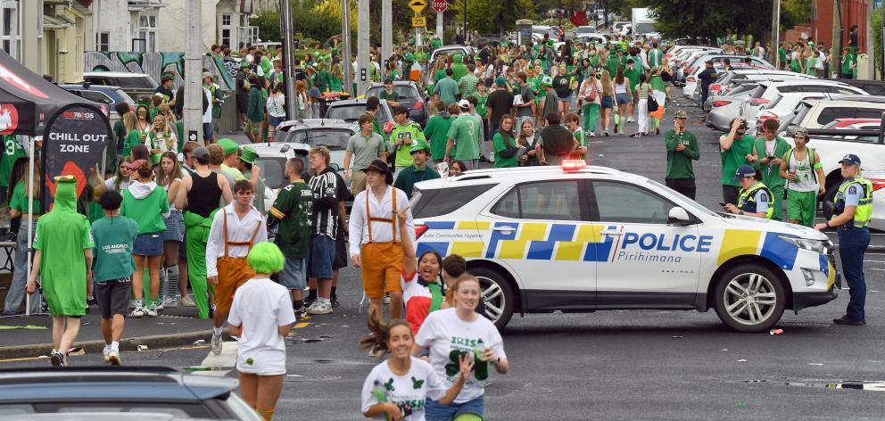 University of Otago students celebrate St Patrick’s Day during an all-day party around the city....