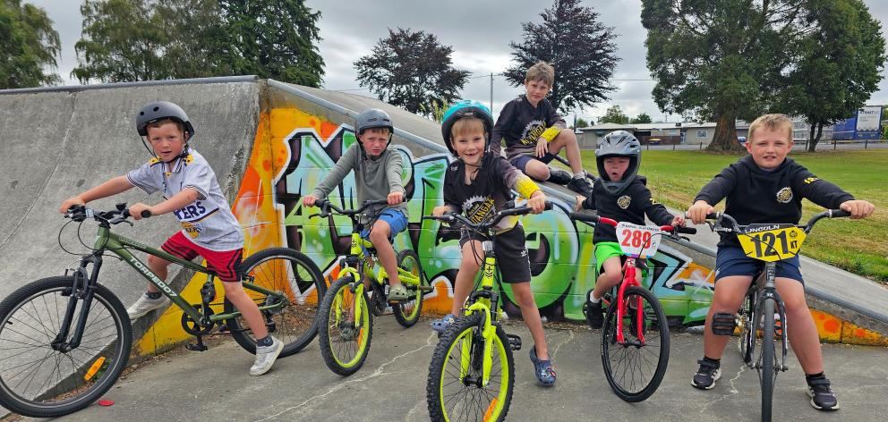 Keen for a pump track at Milton’s Moore Park are (from left) Grayson Young, 8, Leo Mathieson, 7,...