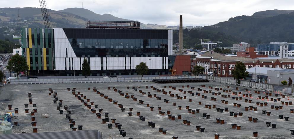 The government paused work on the site of the inpatient Dunedin hospital build last September...