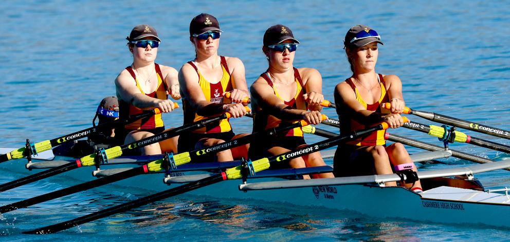 Adrian Riepen expects the girls under 17 quad to be contenders at the Maadi regatta. From left:...