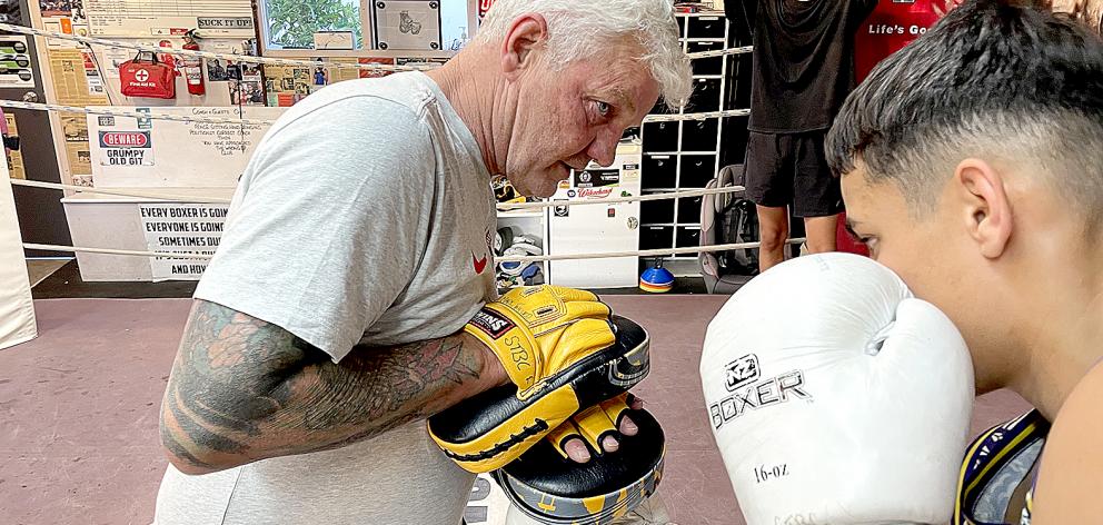 Mark Fuller training Kruize Pelesa, the defending national youth 57kg champion. Photo: Supplied