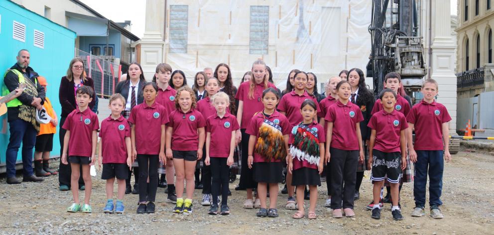 Waitaki Girls’ High School and Hampden School sang waiata at the ground-breaking ceremony at the...