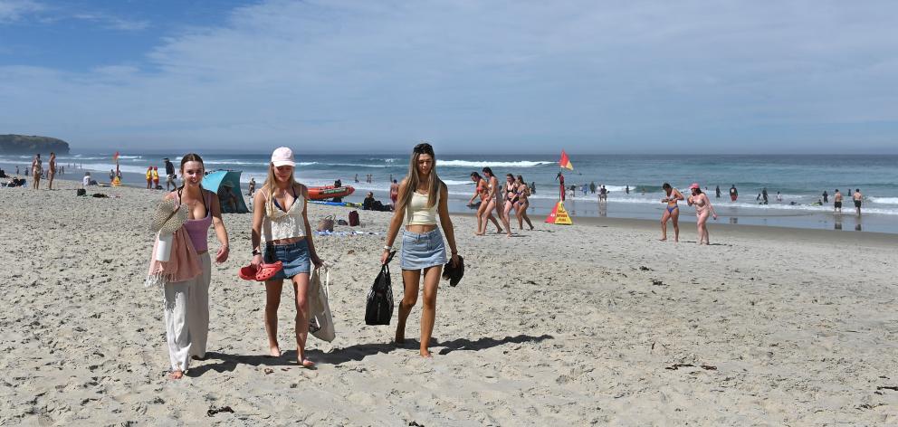 Otago Polytechnic students (from left) Abby Lunn, Charlotte Anderson and Jemma Jones enjoy the...