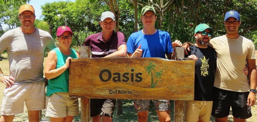 Standing outside the Oasis del Norte learning centre in Paraguay, where they spent eight days...