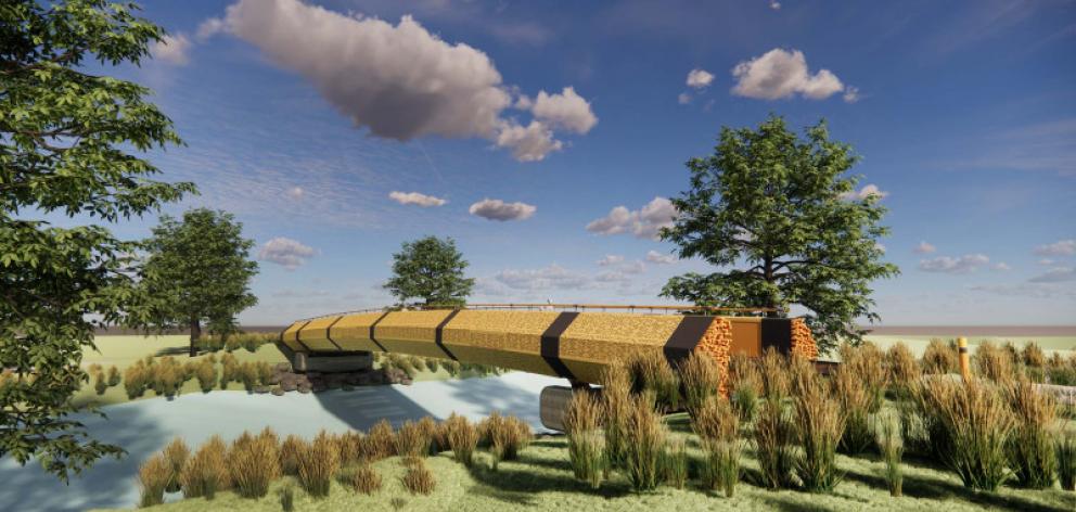 The bridge design was inspired by mōkihi, a small canoe-type vessel fashioned from raupō and flax...