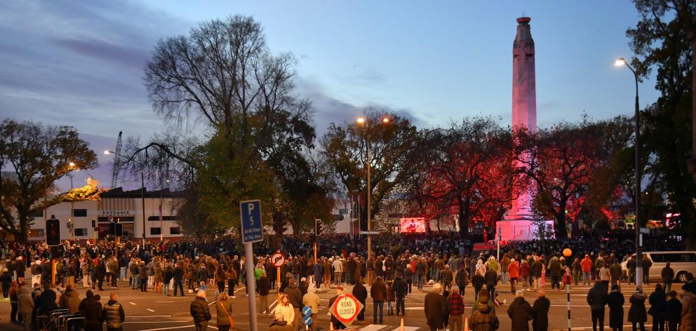 Crowds gathered at the cenotaph in Queen's Gardens for the annual Anzac Day dawn service last...