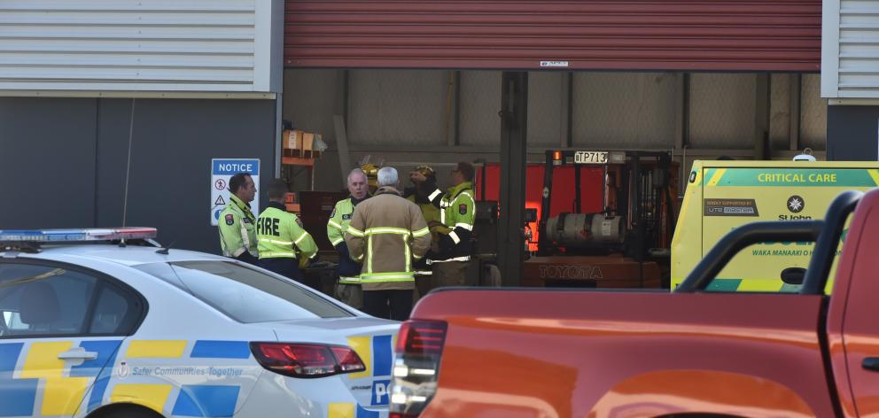 Emergency services at the scene at Scott Technology. Photo: Gregor Richardson