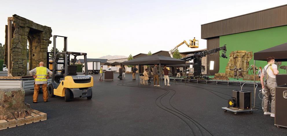An artist’s impression of outdoor filming at the proposed Ayrburn Screen Hub. IMAGES: SUPPLIED