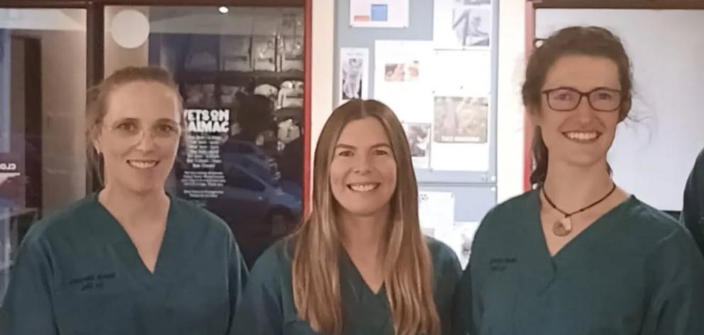 The Dunedin Emergency Vet Clinic directors - Dr Lucy Wilson, Ellen Andrews, and Dr Isobel Topham....