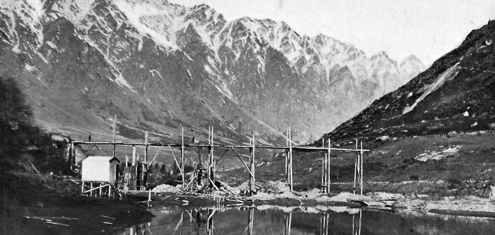 One of 10 planned sluice gates for the Kawarau Falls dam awaits installation. — Otago Witness, 14...
