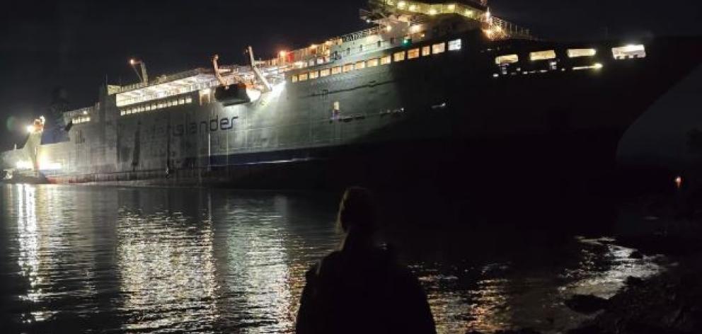 Interislander Aratere ferry grounded near Picton on 21 June 2024. Photo: Supplied / Renee Horncastle
