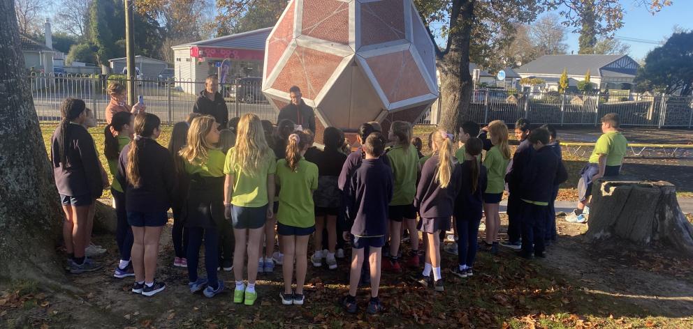 After the art installation had arrived at Geraldine Primary School, the play ground had been...