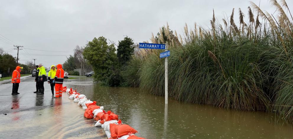 Waiting for more sandbags as rain continues to fall on Saturday. PHOTOS: KIRA CARRINGTON