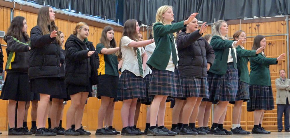 The East Otago High School kapa haka group performs at the start of Matariki-related activities...