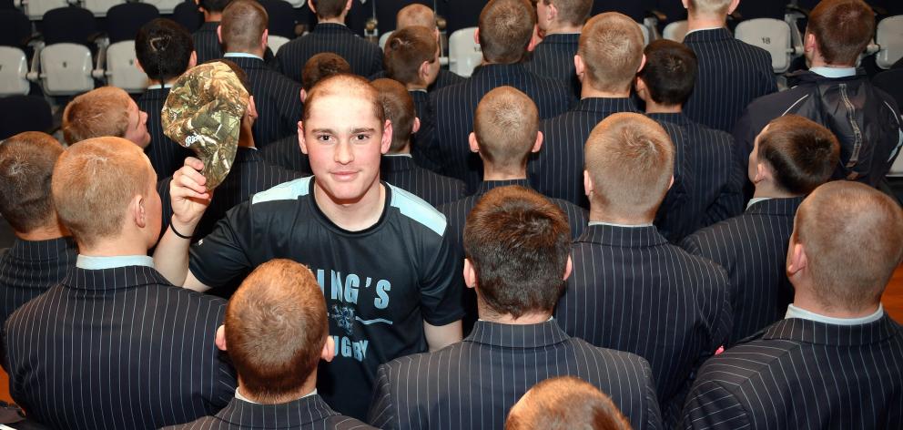 King’s High School students shaved their heads for support fellow classmate Taiaroa McDonald, 17,...
