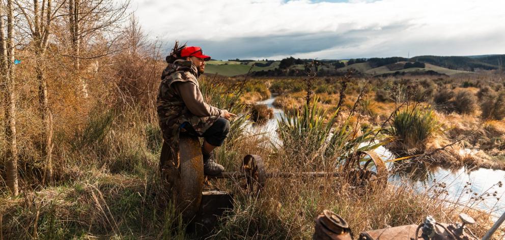 Kahurangi Mahuika sits in Te Nohoaka o Tukiauau/Sinclair Wetlands during the filming of upcoming...