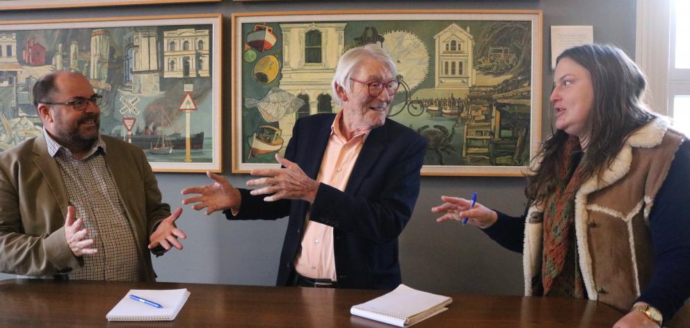 The IHC Celebrity debate South Island team (from left) Dan Lewis, Jim Hopkins and Alice Hore work...