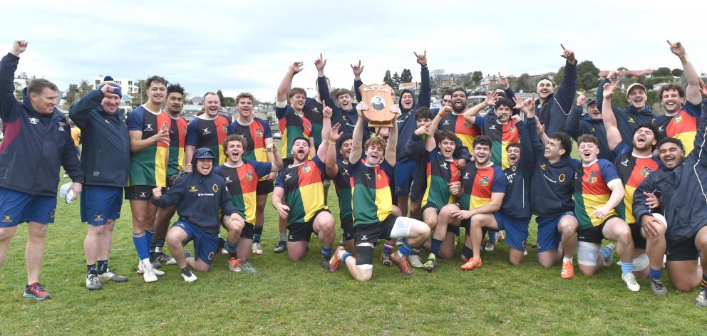 Otago Metro North celebrate their win over Metro South in the Tuppy Diack Shield decider at...