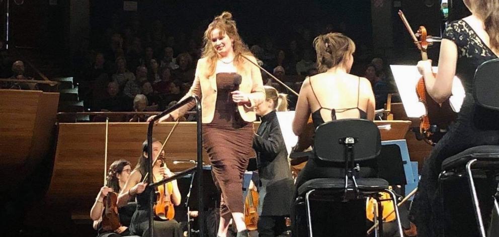 Ihlara McIndoe at the New Zealand Youth Orchestra performance of her work when she was composer...