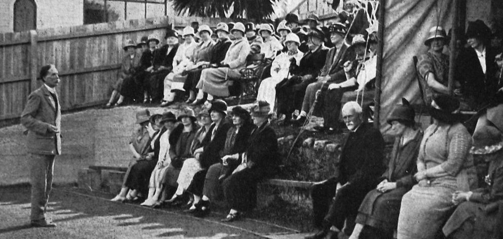 Dunedin South MP Thomas Kay Sidey speaks at the opening of new croquet lawns at St Clair, Dunedin...