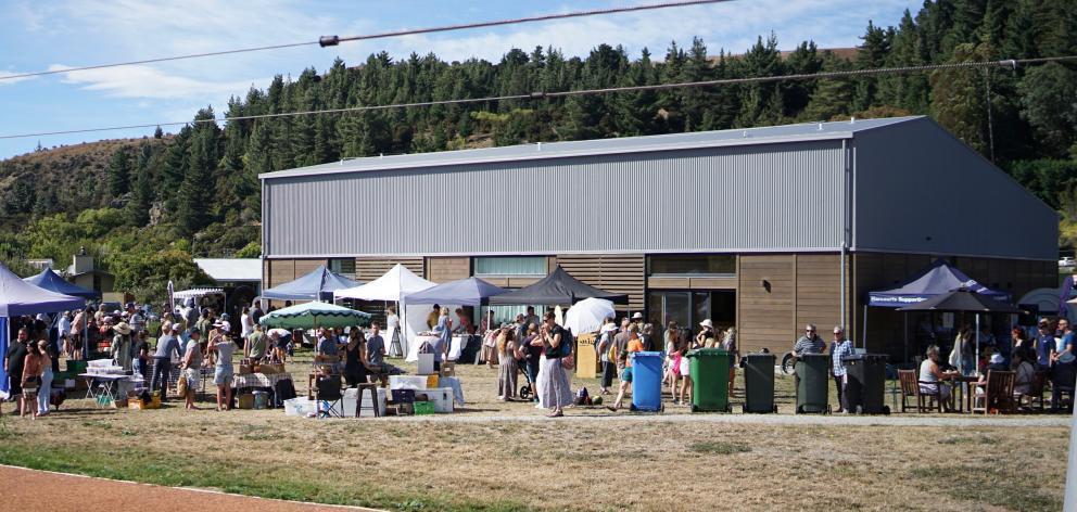 The Upper Clutha Farmers’ Market outside the Luggate Memorial Hall. PHOTO: SUPPLIED