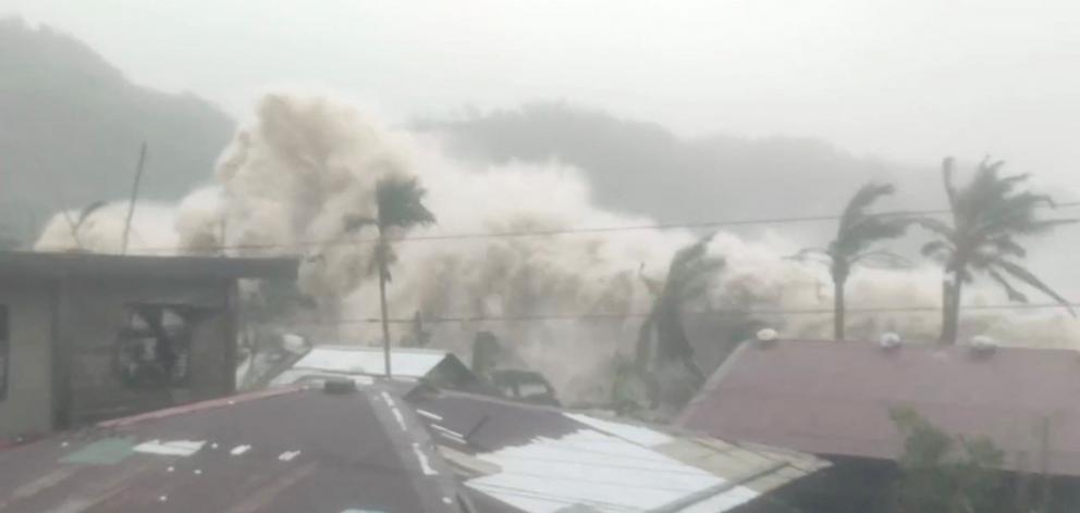 Strong waves caused crash against trees and homes in Sicmil, in the municipality of Gigmoto, in...