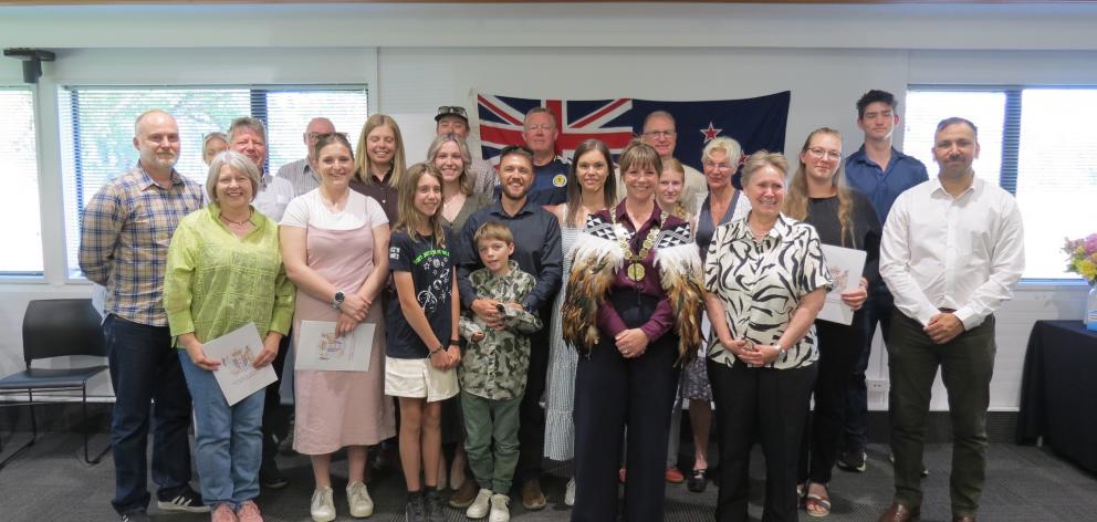 New Kiwis pose with Central Otago Mayor Tamah Alley after the final ceremony of the year held in...