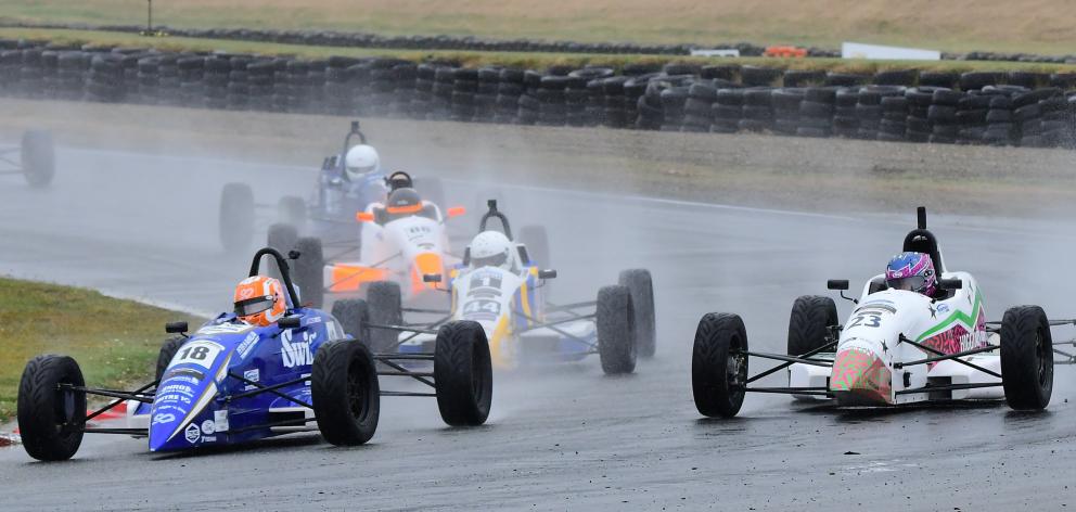 Jacob Begg (Winton) leads the pack in a NZ Formula Ford race at Teretonga Park last weekend at...