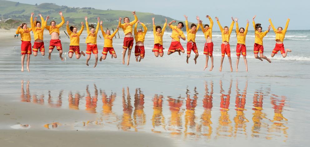 St Clair junior lifeguards (from left) Carina Donegan (16), Flynn Steel (16), Max Wolf (14),...