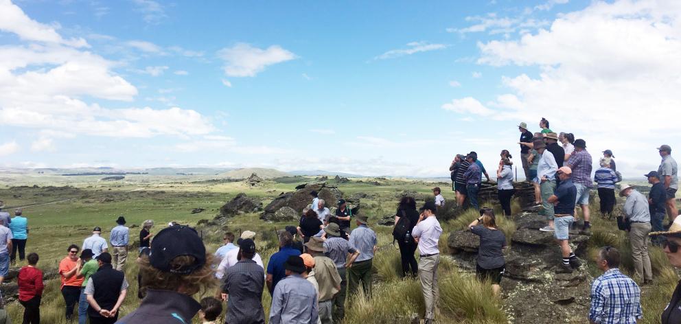 Andrew Templeton points out boundaries during the Otago Ballance Farm Environment Awards field...