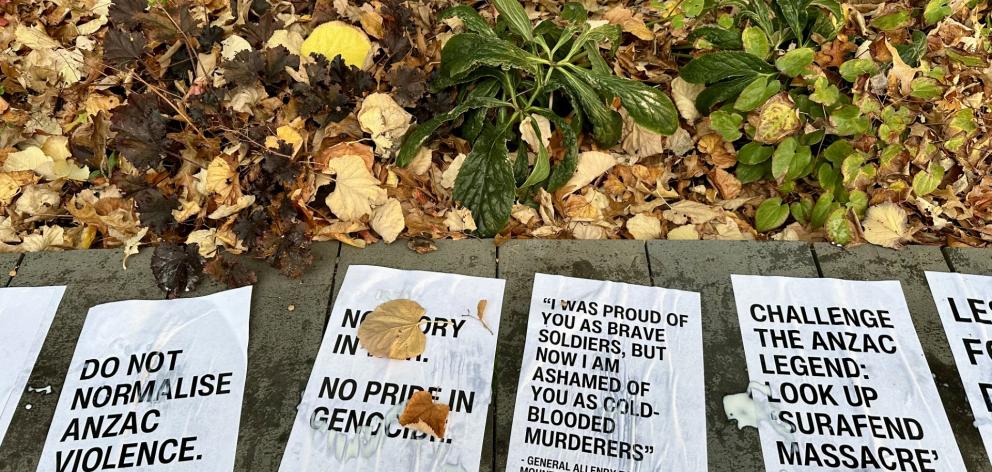 Some of the messages left in Victoria Square. Photo: Chris Barclay