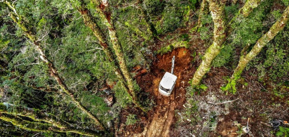 A drone captures Nelmac’s digger carving out the track. PHOTO: TOM WOODWARD-NELMAC
