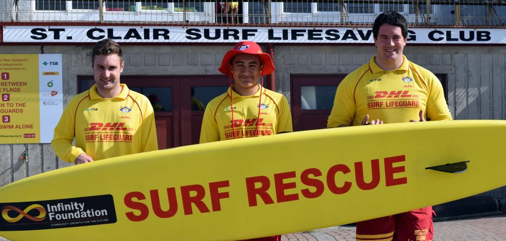 St Kilda Surf Life Saving Club head lifeguard Conall Duncan,  senior lifeguard Jackson Aluesi 
...