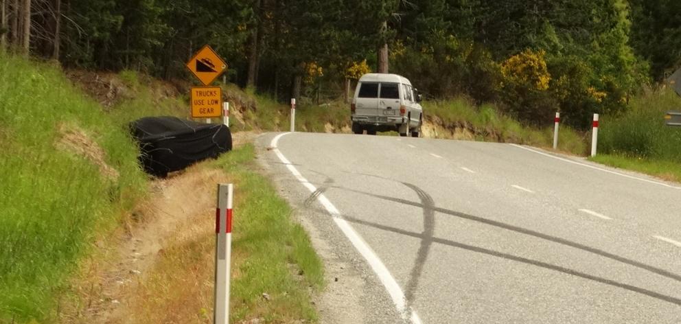 The car crashed on the Glenorchy-Queenstown Rd. Photo: Paul Taylor