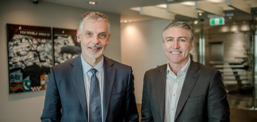 Intratil chief executive and Vodafone NZ chairman Marko Bogoievski (left) with Vodafone NZ chief...