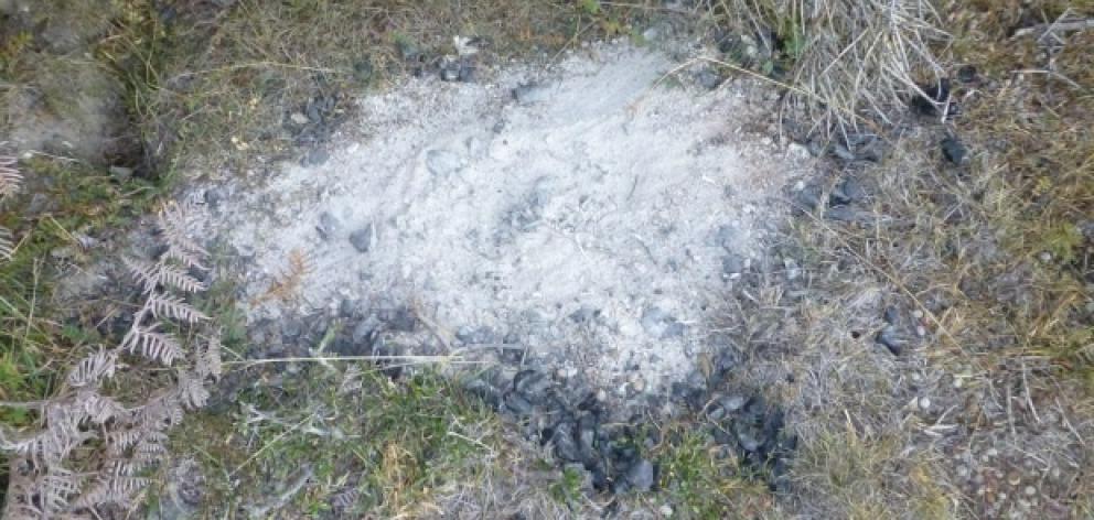 An ash pile found by &nbsp;fire investigator Jamie Cowan in Dublin Bay near where two fires have occurred in a fortnight. Photo: Jamie Cowan 
