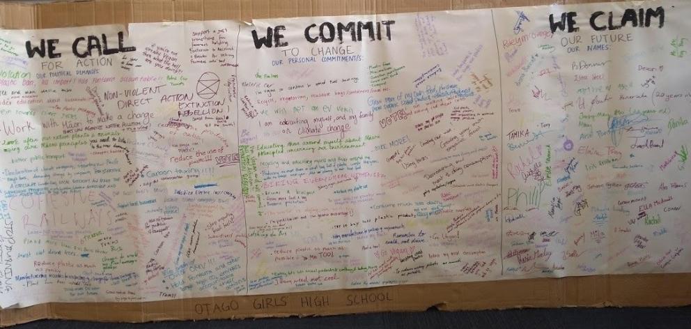 A petition organised by Otago Girls' High School pupils. Photo: Supplied