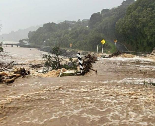 Flooding at Wainui on Banks Peninsula. Photo: Little River Volunteer Fire Brigade