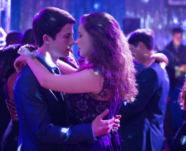 Clay Jensen and Hannah Baker in a scene from the Netflix show.
