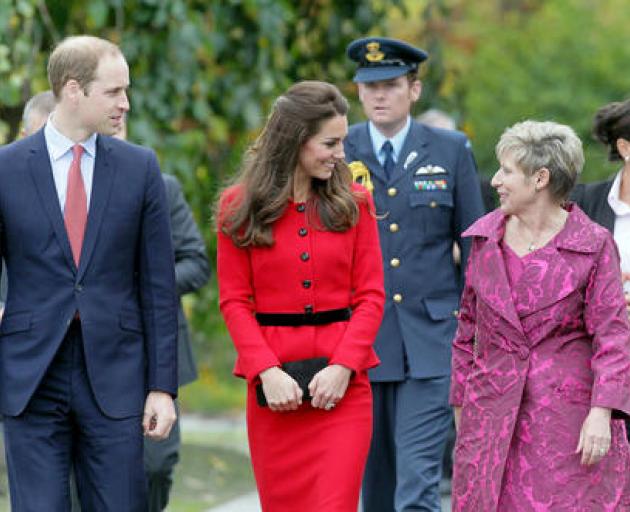 Prince William, Duke of Cambridge, Catherine, Duchess of Cambridge, and Mayor Lianne Dalziel at...
