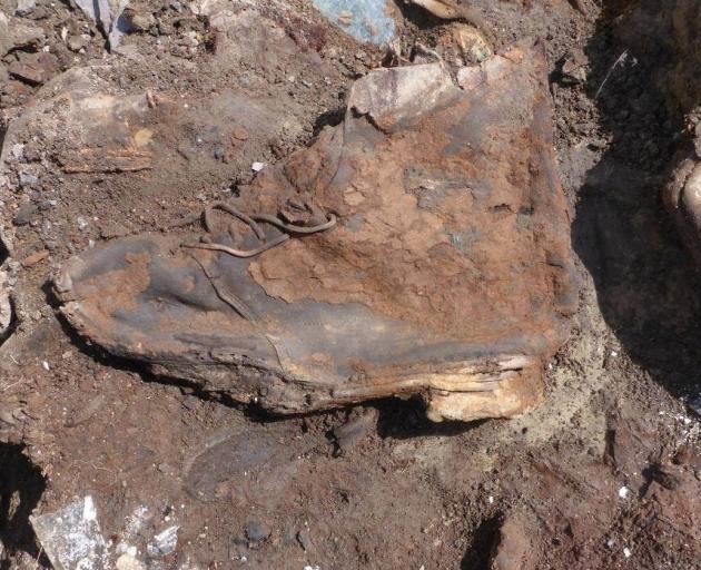 A boot uncovered at the site. Photo: Supplied