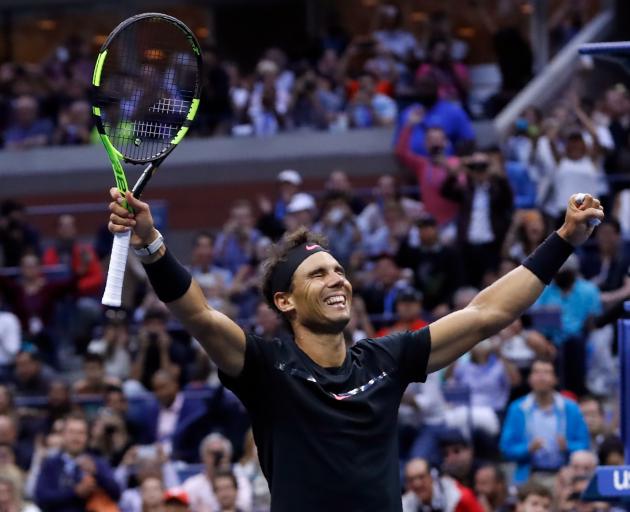 Rafael Nadal celebrates his victory at Flushing Meadows in New York. Photo: Reuters