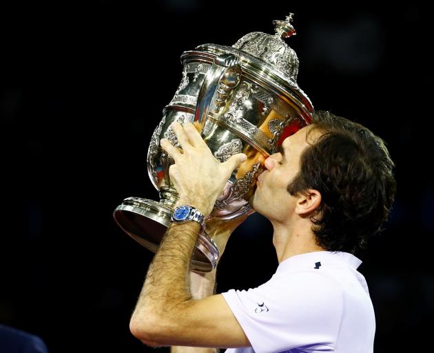 Roger Federer celebrates another win. Photo: Reuters