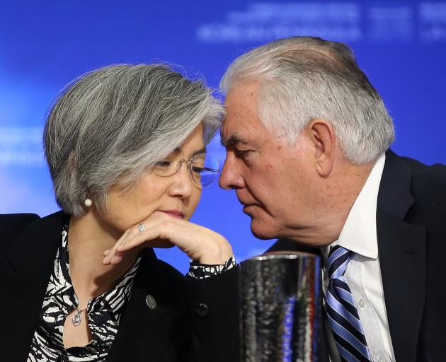 South Korean Minister of Foreign Affairs Kang Kyung-wha and US Secretary of State Rex Tillerson...